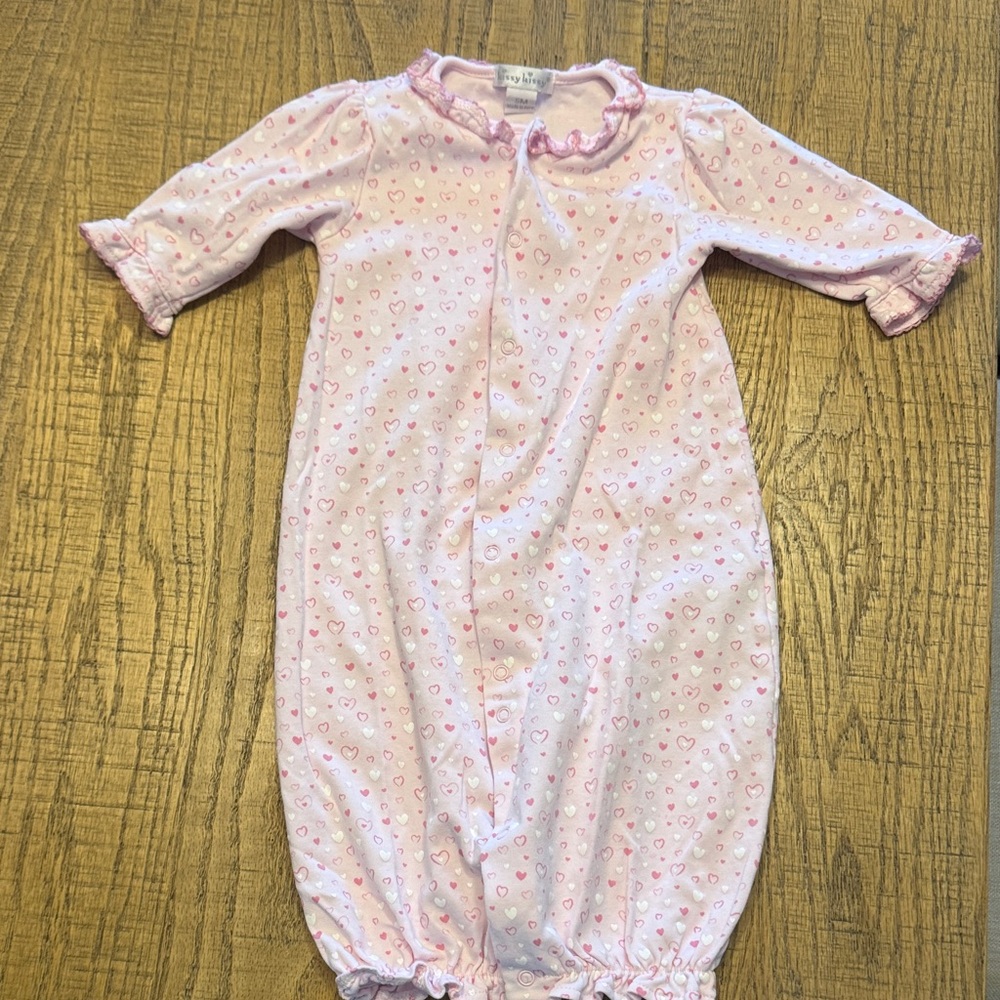 Kissy Kissy Pale Pink Ruffle-Neck Baby Gown